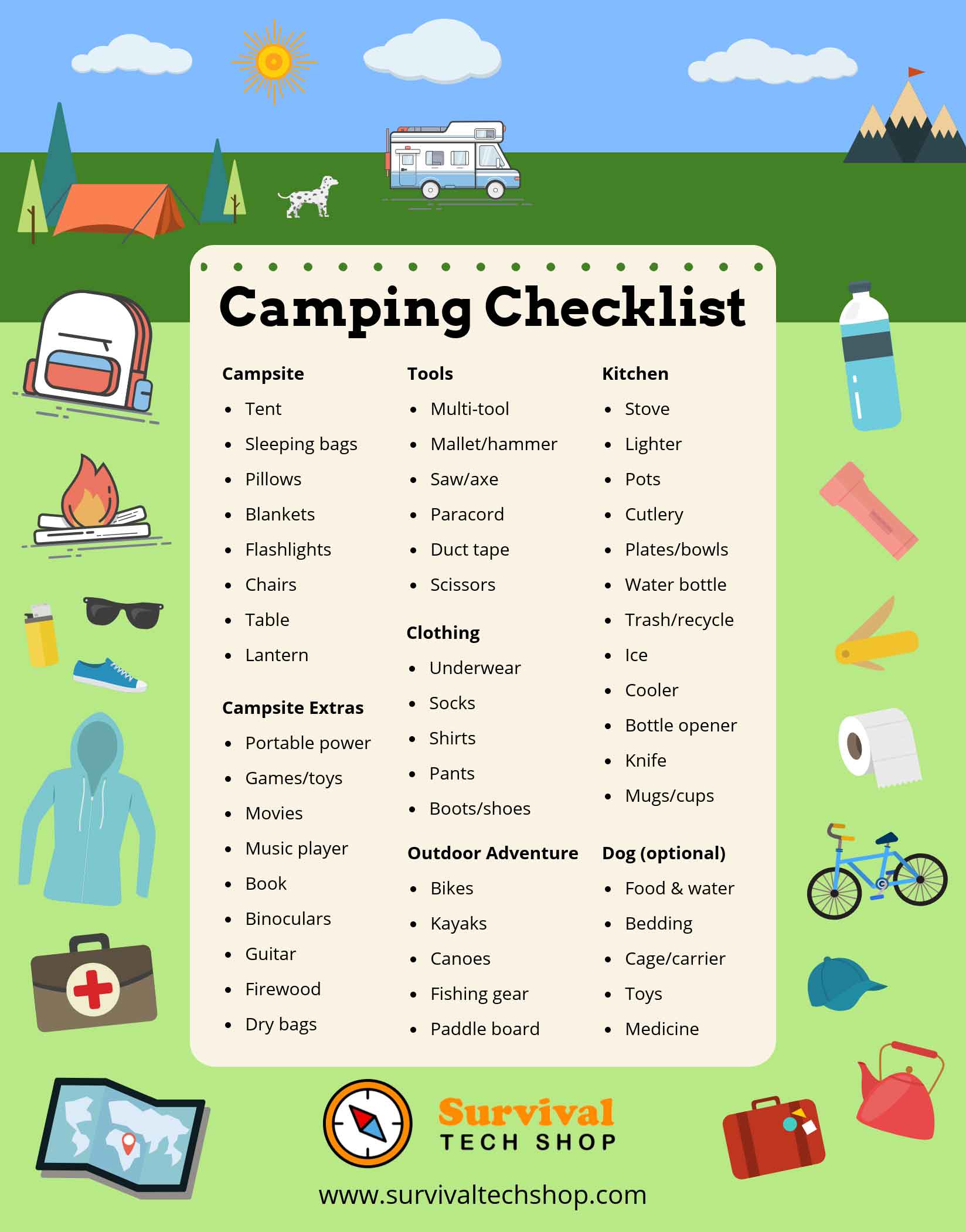 3 day camping trip checklist